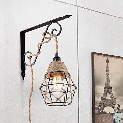 Vintage Boho Lamp Shade Replacement Rustic Industrial Woven Pendant