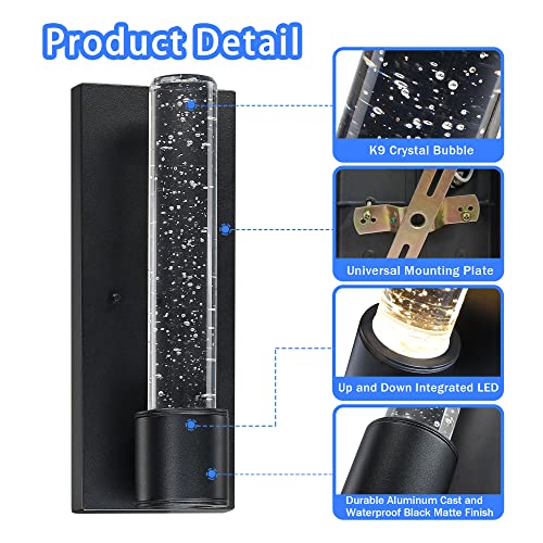 Outdoor Light Fixture with K9 Column Crystal Bubble