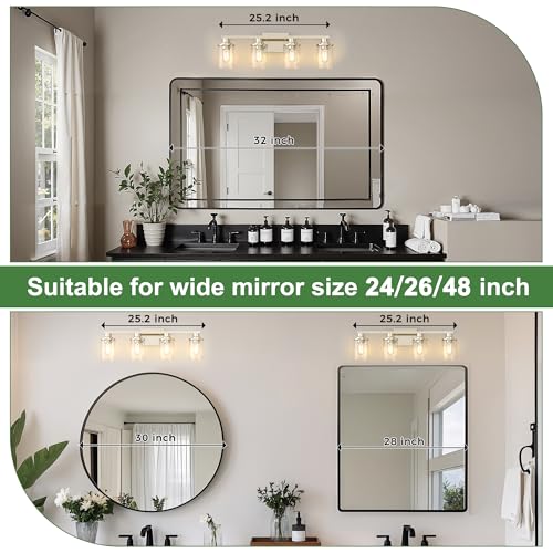 4 Light Nickel Bathroom Vanity Light Fixture ETL Listed (4 Count)