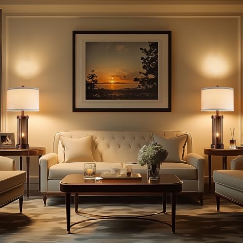 Set of 2 Farmhouse Table Lamps for Living Room with 2 USB Ports (2 Count)