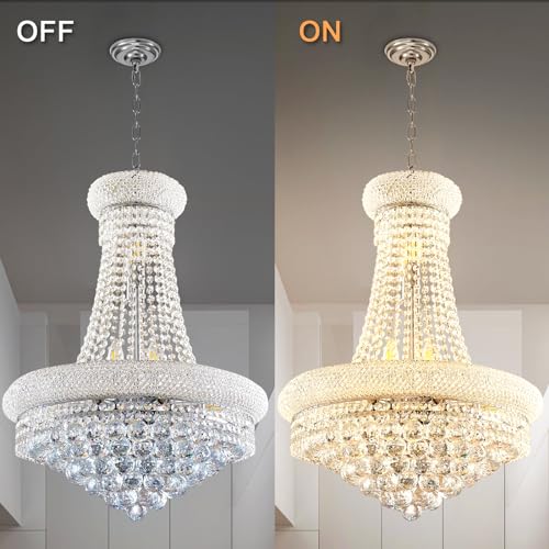 MORECHANGE French Empire Crystal Chandelier Luxury Chrome Empire Chandelier