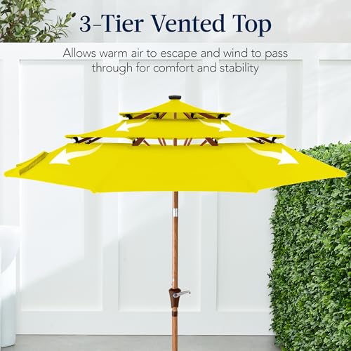 10ft 3 Tier Solar Patio Market Umbrella