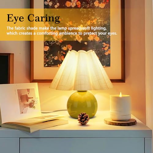 Green Small Touch Control Table Lamp for Bedroom