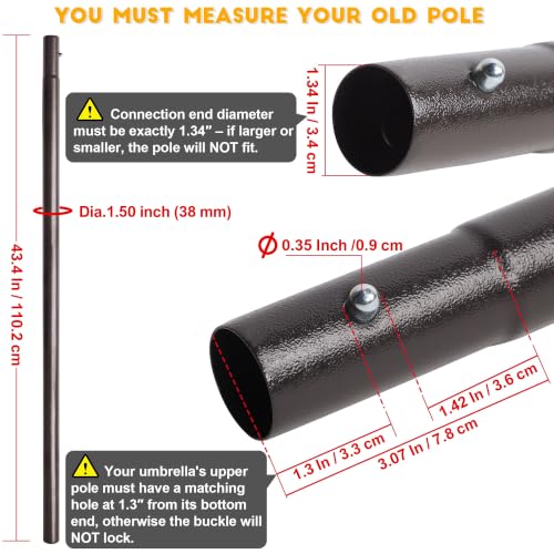 43" Umbrella Replacement Lower Pole