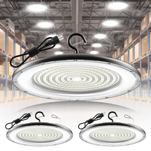 400W UFO High Bay Light 3 Pack 60000LM LED Shop Lights Plug & Play