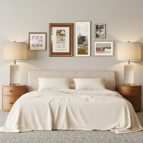 25" Ceramic Touch Table Lamp Set of 2 for bedroom and Living Room White (2 Count)