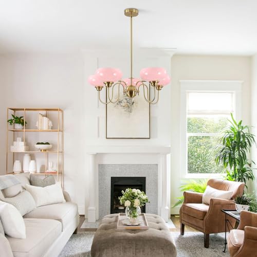 Pink Sputnik Chandelier Gold 5