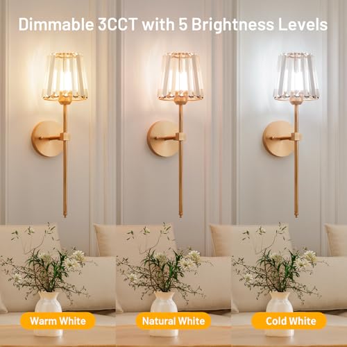 Crystal Battery Operated Wall Sconces Set of 2 (2 Count)