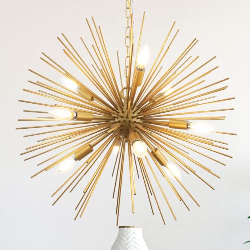 23.8in 9 Light Gold Sputnik Chandelier Mid