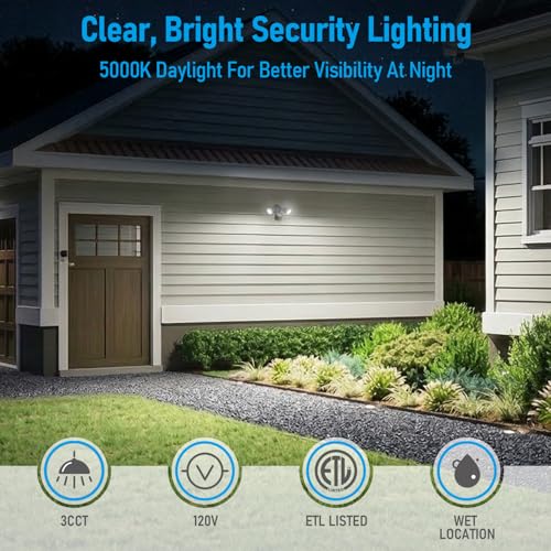 3CCT Motion Sensor Security Lights Dusk to Dawn IP65 White