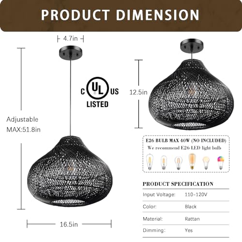 Karjear Black Rattan Chandelier