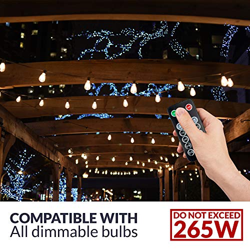 RS-NA-265W Wireless Outdoor LED String Light Dimmer Control Outlet | 265 Max Watts | 100ft Remote Range | ETL Listed, Black