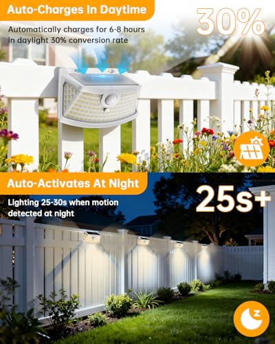Solar Motion Sensor Lights Outdoor 120 LEDs (6 Count)