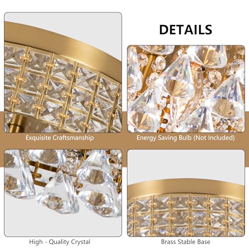 4 Lights Brass Crystal Chandelier