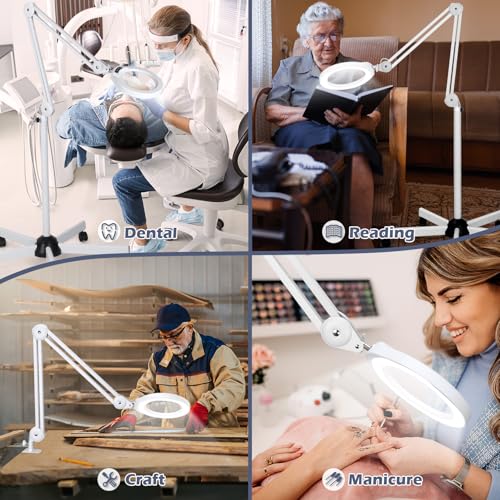 15X Magnifying Glass with Light and Stand