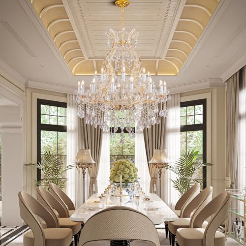 Large Gold Crystal Chandelier Light Fixtures
