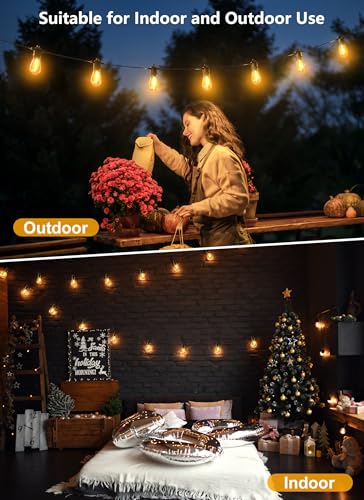 Outdoor String Lights 190FT with 60+2 Shatterproof Edison Bulbs (190 Foot)