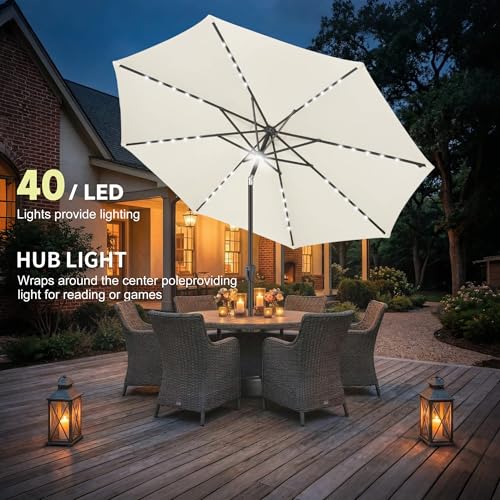 Solar Patio Umbrella with Centre Light