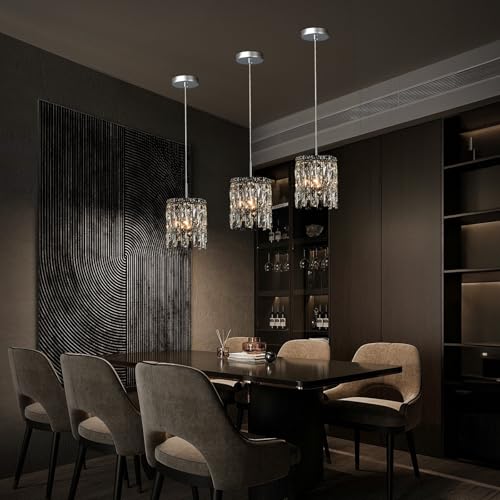 Modern Chrome Crystal Pendant Lights for Kitchen Island Set of 3 (3 Count)