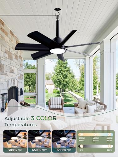 Outdoor Gazebo Ceiling Fan with Light and Remote (Black / 28 Inch)