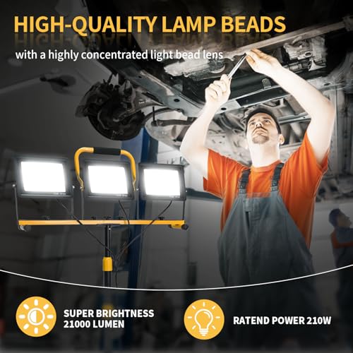 21000 Lumen LED Work Light with Stand for Job Site Garage