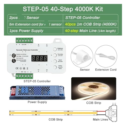 Stair Light Strip kit Motion Sensor Switch with COB Light Strip House Steps Stair Lighting Automatic Control