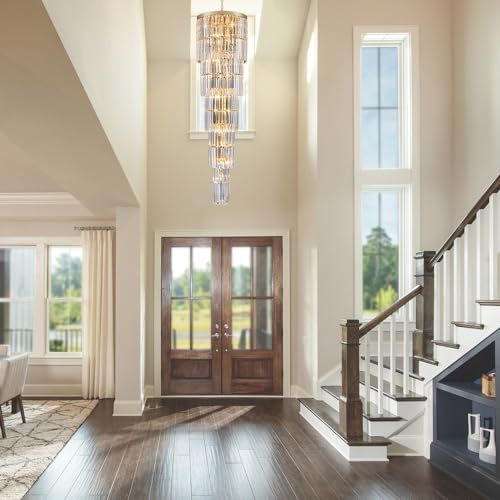 Luxury Modern Long Staircase K9 Chandeliers Gold Top Design 10