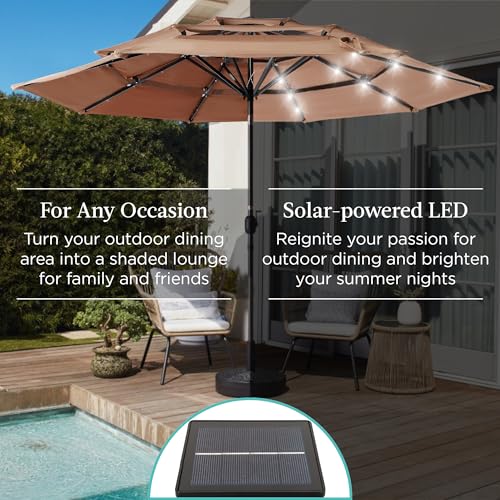 10ft 3 Tier Solar Patio Umbrella