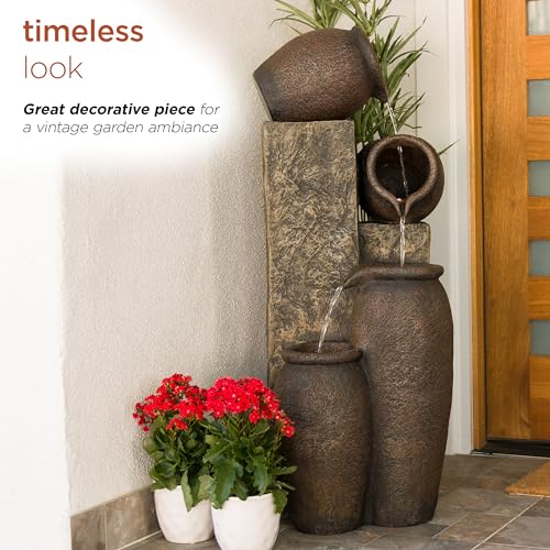 GIL140 43" Tall Indoor Outdoor Pottery Fountain with Replaceable LED Lights