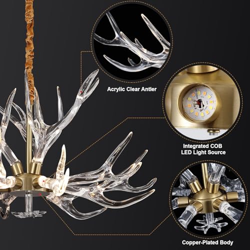Acrylic Antler Chandelier Ceiling Light Fixtures