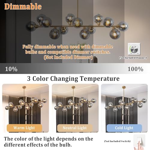 Gold Linear Chandelier 59 Inch Extra Large Sputnik Pendant Light