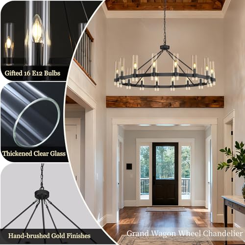 Black Wagon Wheel Chandelier