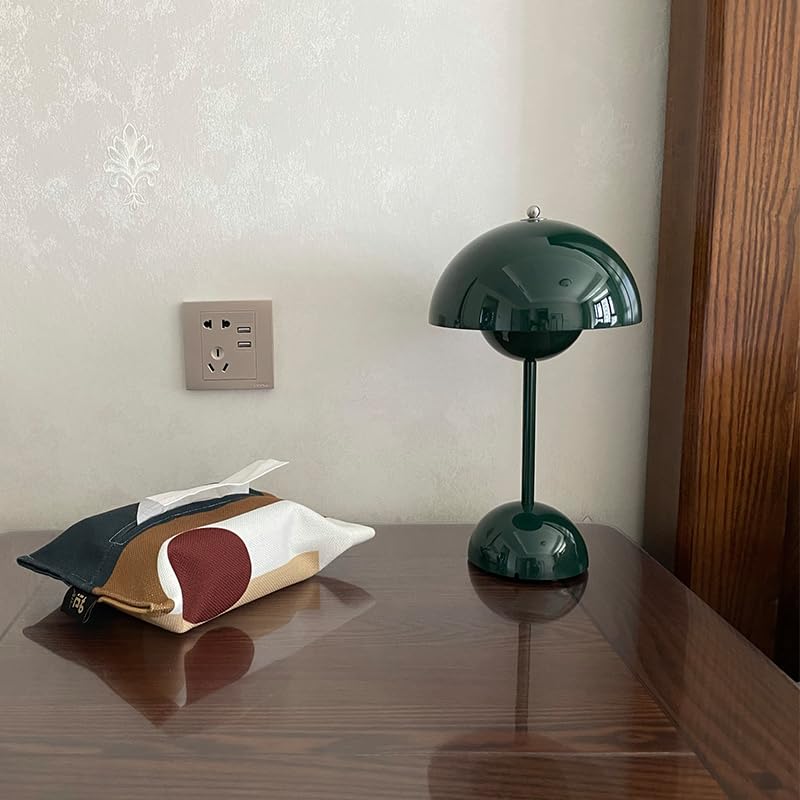 Modern Flower Bud Lamp 12" Cordless Touch Lamp Dimmable 2600mAh Rechargeable Desk Lamp Nordic Minimalist Mushroom Lamp Nightstand Bedside Lamp for Bedroom Living Room