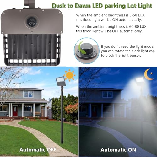 2PACK 200W LED Parking Lot Light with Dusk to Dawn Photocell (2 Count)
