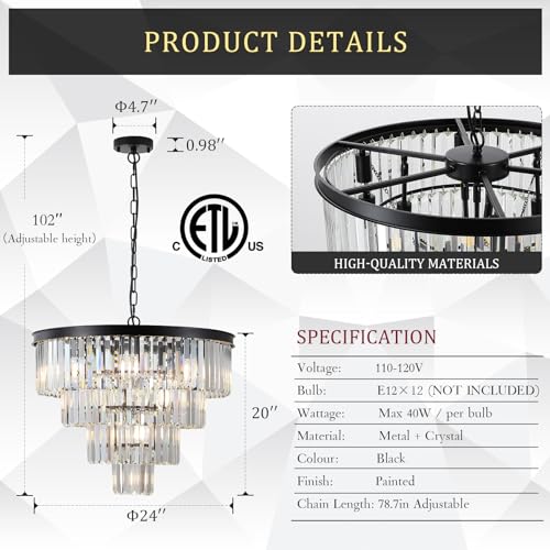 24" Modern Crystal Chandeliers