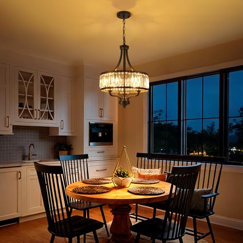 15.75 " Modern Black Crystal Chandelier