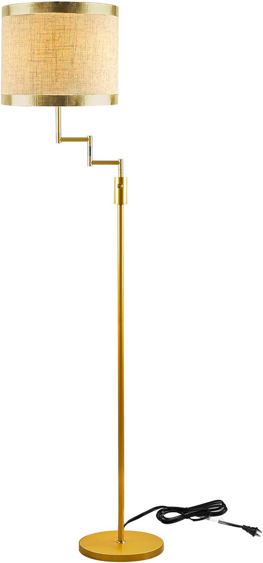 Lightdot 70IN Gold Floor Lamp Dimmable Linen Shade LED Floor Lamps with 3000K for Wedding/Party,350 Degree Swing Arms, Modern Tall Lamp for for Reading, Sewing, and Craft (Bulbs Included) - Aura Lighting