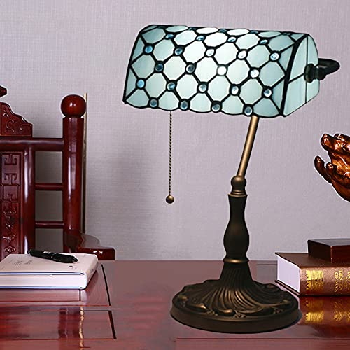 Tiffany Style Bankers Table Lamp Stained Glass Piano Desk Lamp Vintage Bedroom Bedside Lamp for Study