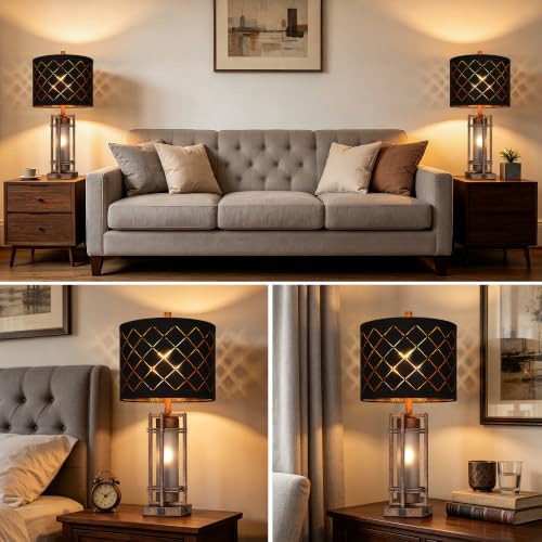 Vintage Finish Table Lamp Set of 2 with USB Ports (2 Count)