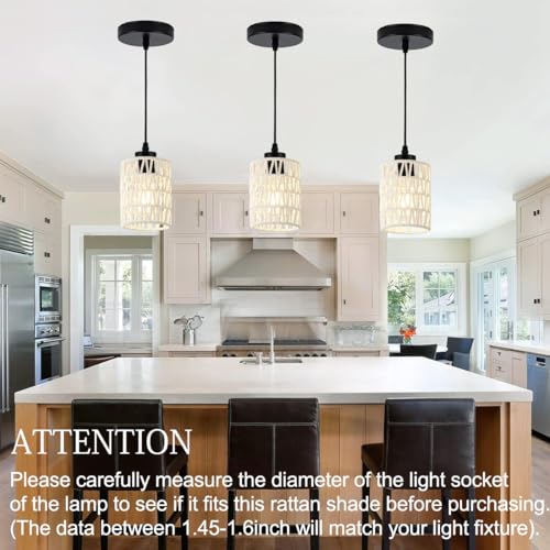 3 Pack Boho Rattan Lamp Shades