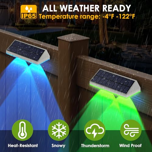 2 Pack Solar Fence Lights Outdoor