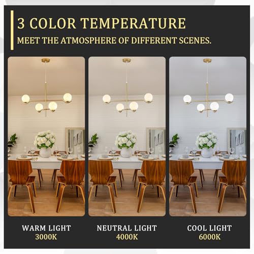 Modern 31" 4 Light Gold Sputnik Chandelier with Milk Glass Globe (4 Count)