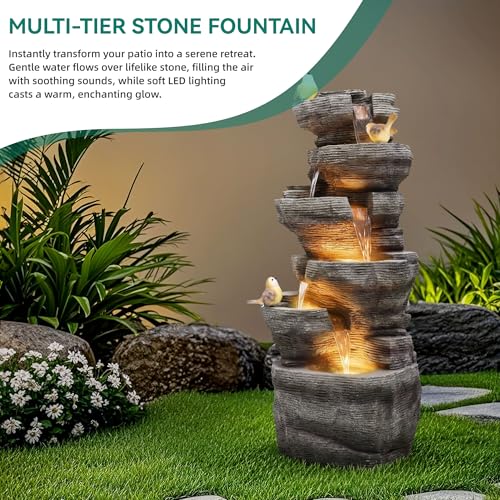 39.4"Extra Large Rock Outdoor Fountain 6