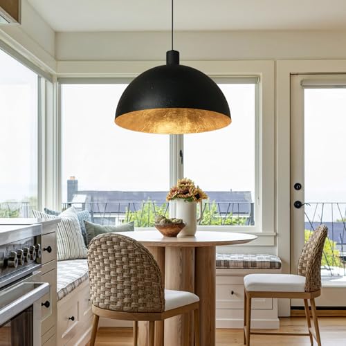 Black and Gold Dome Pendant Light