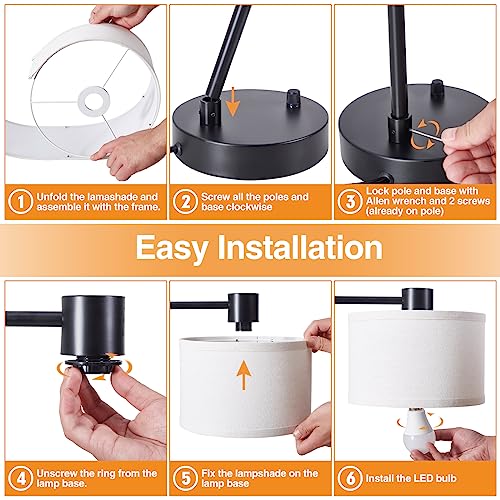 Table Lamp for Bedroom Set of 2 with USB C+A Ports (2 Count)