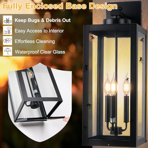 24" Extra Large Fully Enclosed Dusk to Dawn Outdoor Light Fixture 3