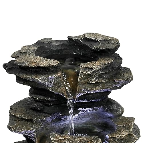 15.7" High Rock Cascading Tabletop Fountain