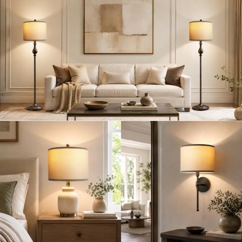 Drum Lampshades Set of 2 (Grey / 13inx13inx10in)