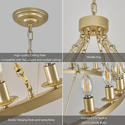 Gold Wagon Wheel Chandelier 2 Tier 53
