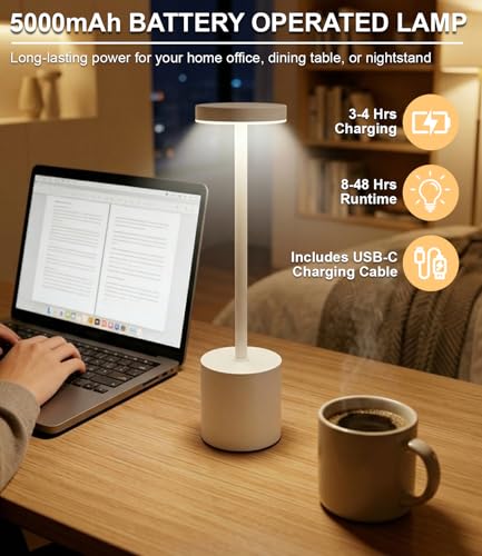 White Rechargeable Cordless Table Lamps Set (2 Count)